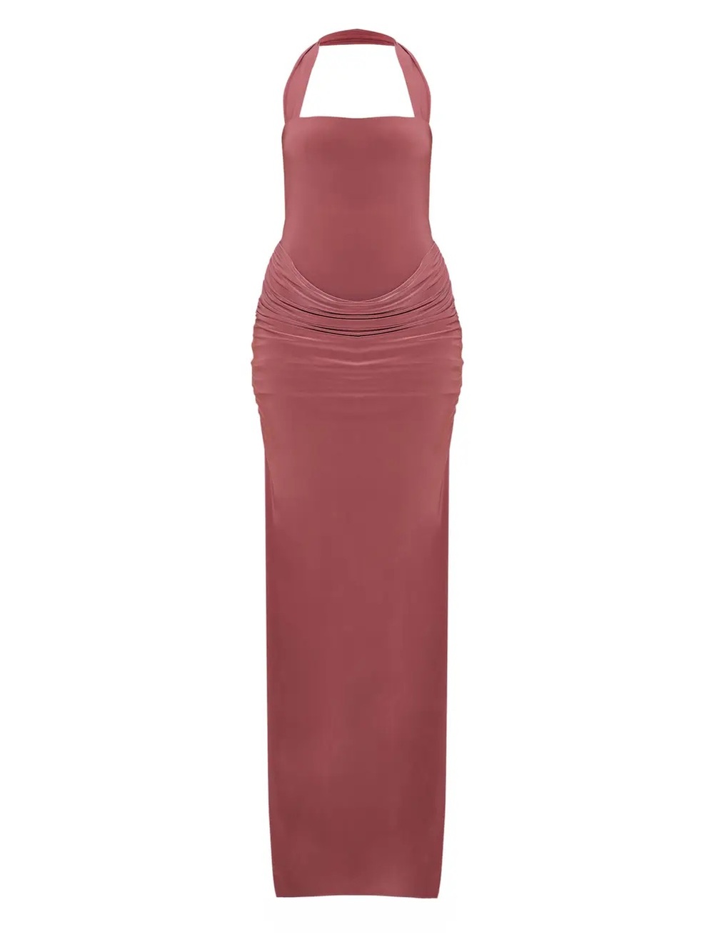 PrettyLittleThing Mauve Halter Backless Maxi Dress